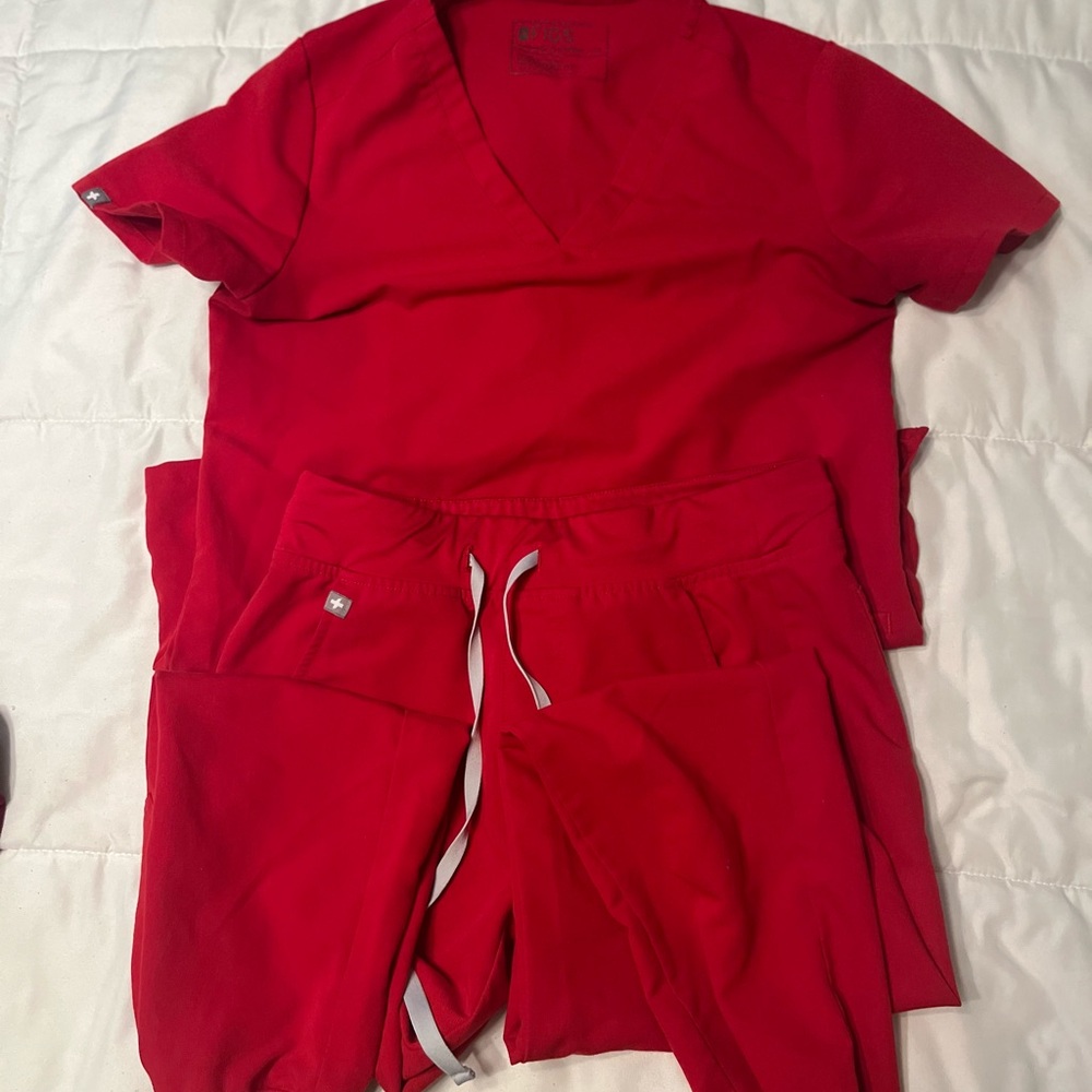 Red Scrub Set